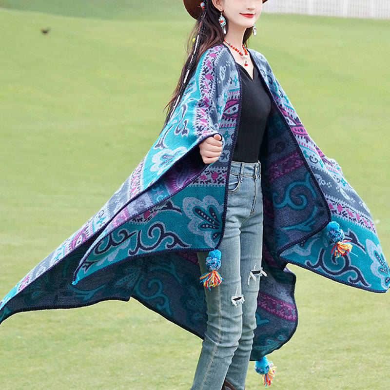 Nimara Ritual Tibetan Geometric Horizontal Stripe Flowers Pattern Shawl Fall Winter Warm Soft Scarf Wrap