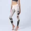 Nimara Ritual Ink Painting Lotus Flower Leaf Print Gym Fitness Leggings Women's Yoga Pants