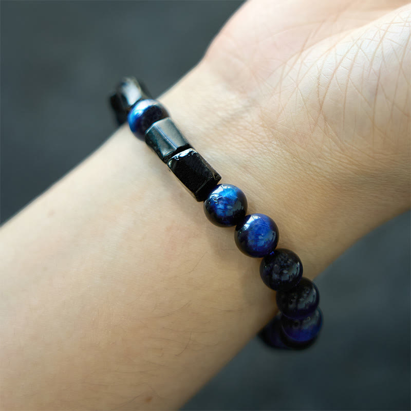 Nimara Ritual Blue Tiger Eye Black Tourmaline Strength Bracelet