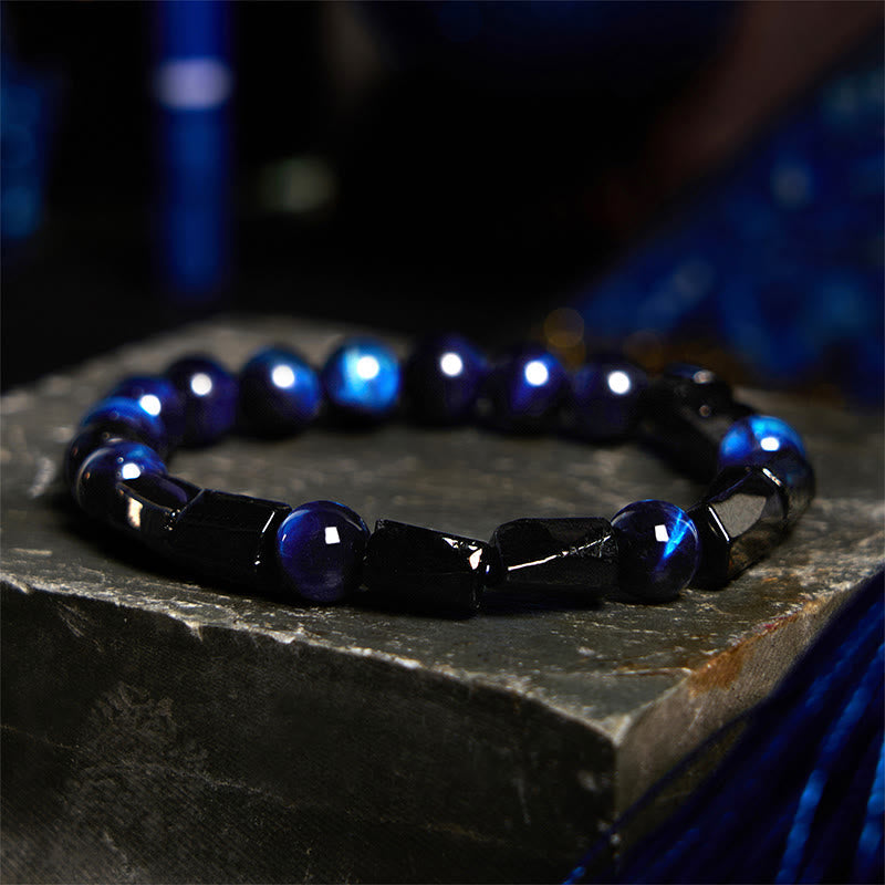 Nimara Ritual Blue Tiger Eye Black Tourmaline Strength Bracelet
