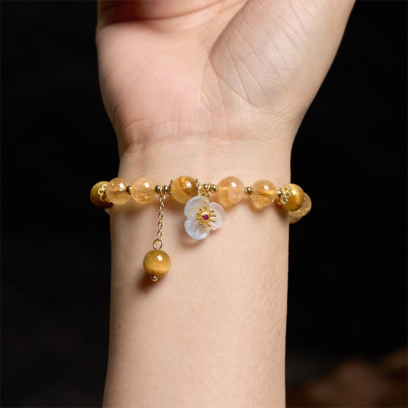 Nimara Ritual Citrine Tiger Eye Flower Charm Generosity Bracelet