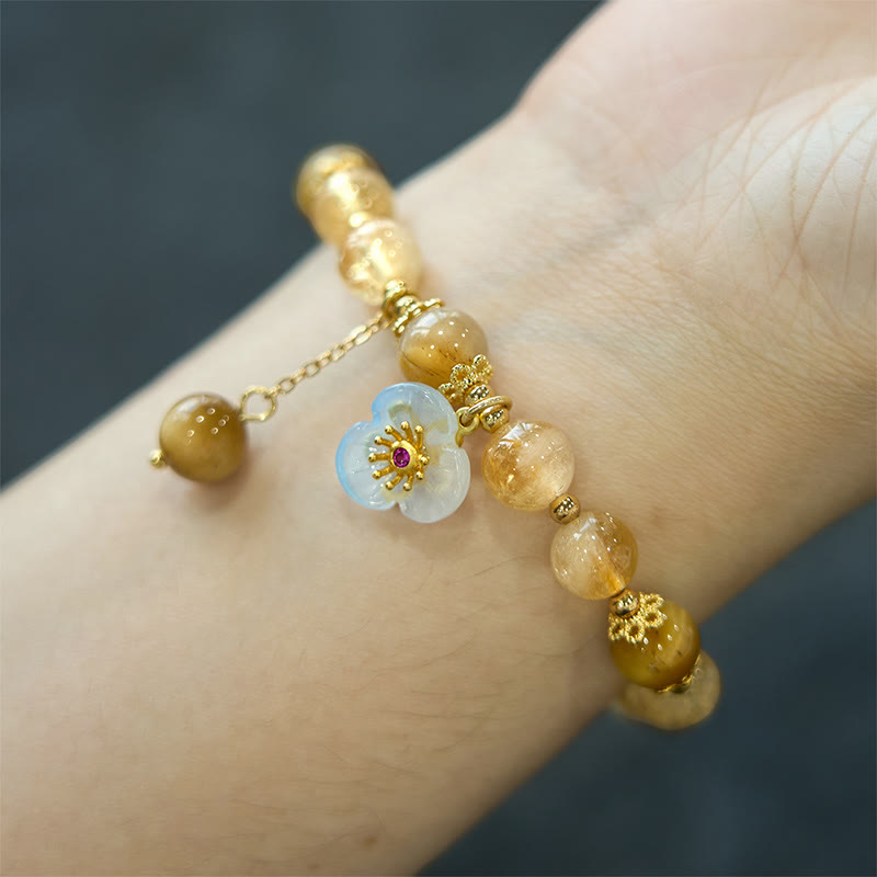 Nimara Ritual Citrine Tiger Eye Flower Charm Generosity Bracelet