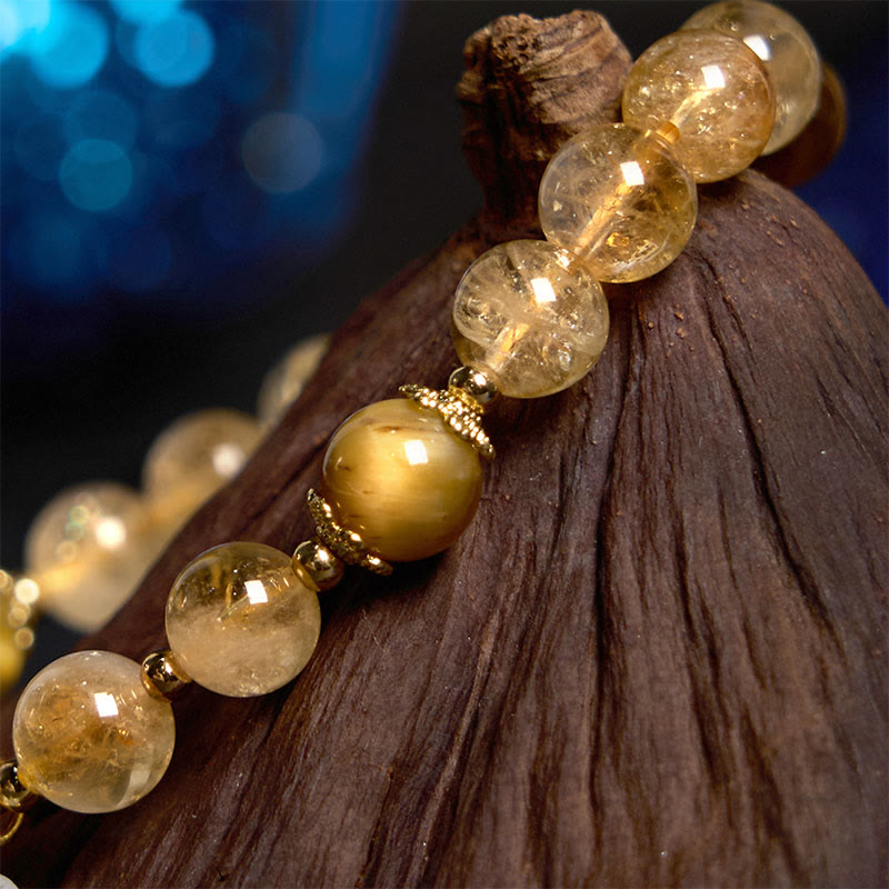Nimara Ritual Citrine Tiger Eye Flower Charm Generosity Bracelet