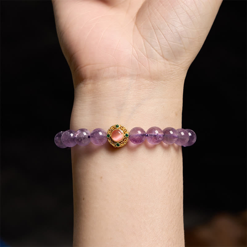 Nimara Ritual Amethyst Peach Blossom Fortune Meditation Bracelet