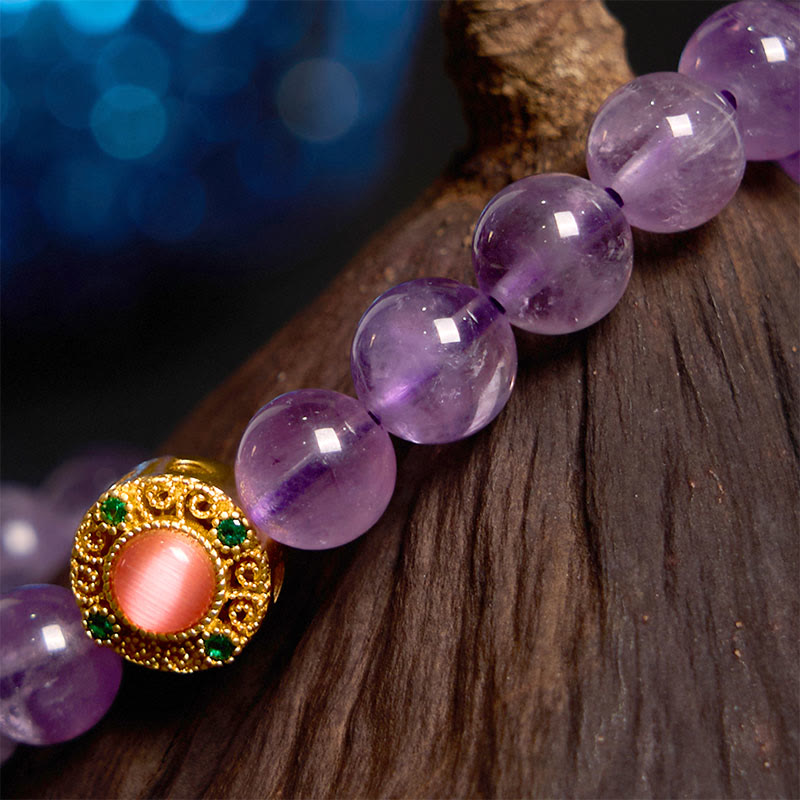 Nimara Ritual Amethyst Peach Blossom Fortune Meditation Bracelet