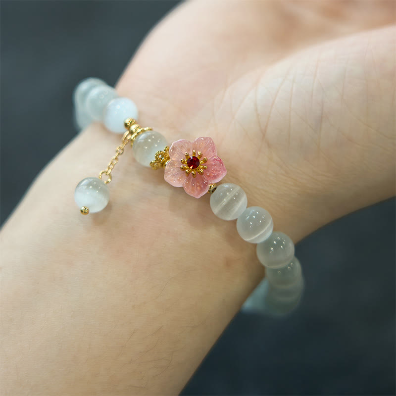 Nimara Ritual Chrysoberyl Cat's Eye Pink Flowers Support Bracelet