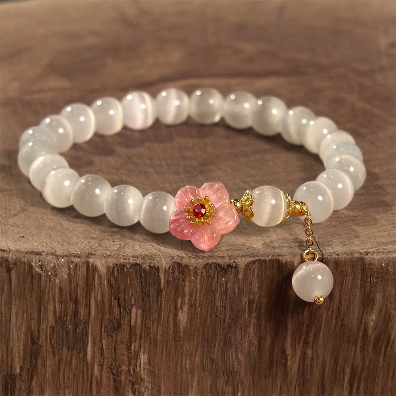 Nimara Ritual Chrysoberyl Cat's Eye Pink Flowers Support Bracelet