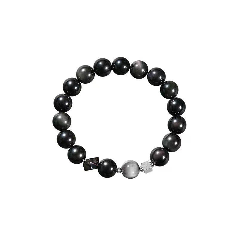 Nimara Ritual Black Obsidian Eagle's Eye Stone Gold Sheen Obsidian Tiger's Eye Strength Bracelet