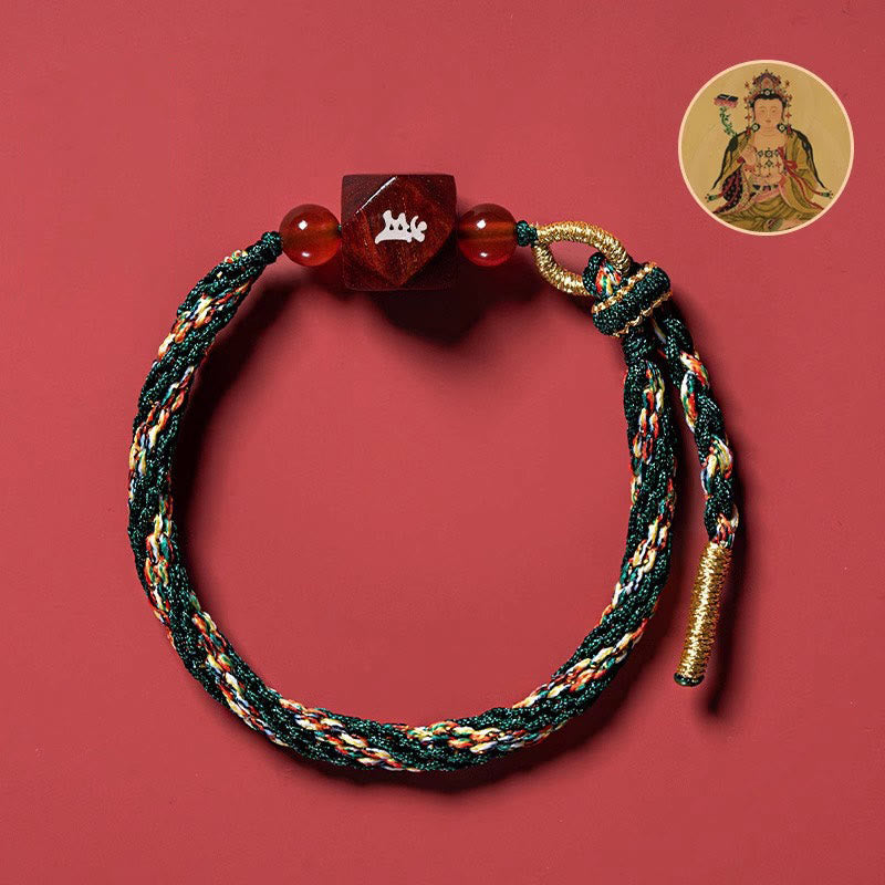 Nimara Ritual Chinese Zodiac Natal Buddha Small Leaf Red Sandalwood Red String Protection Bracelet