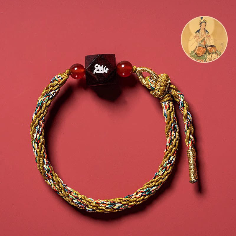 Nimara Ritual Chinese Zodiac Natal Buddha Small Leaf Red Sandalwood Red String Protection Bracelet