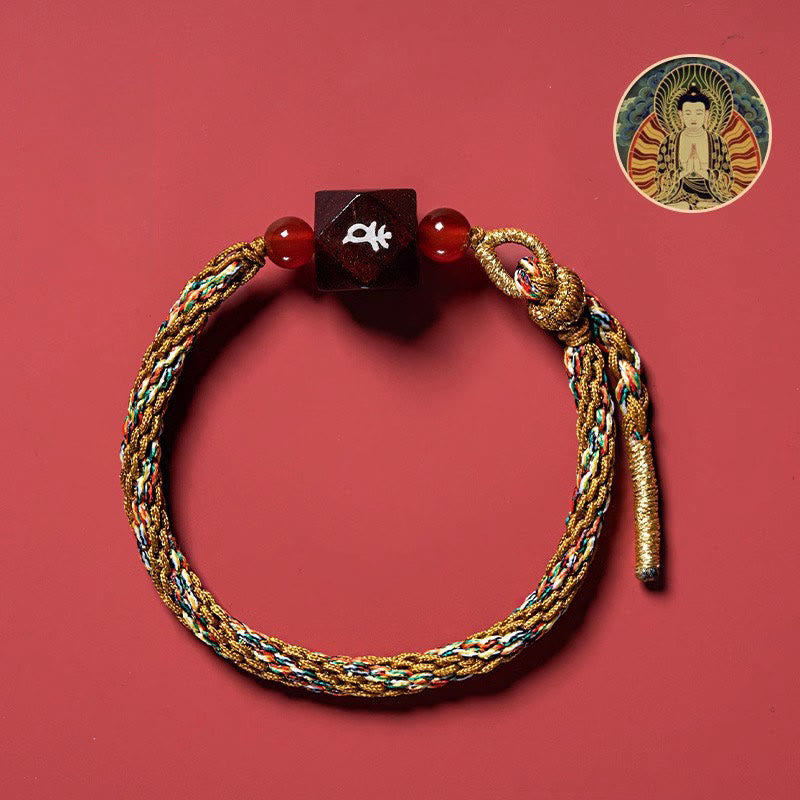 Nimara Ritual Chinese Zodiac Natal Buddha Small Leaf Red Sandalwood Red String Protection Bracelet