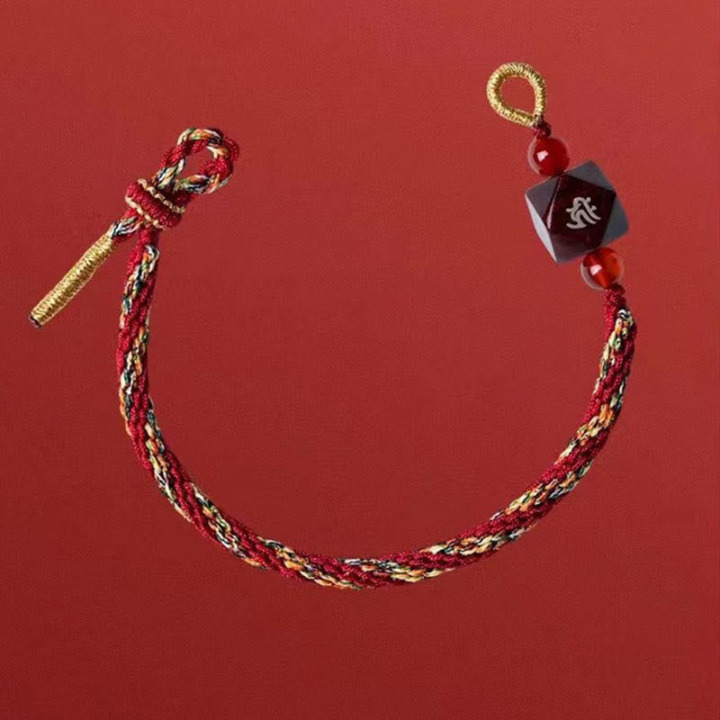 Nimara Ritual Chinese Zodiac Natal Buddha Small Leaf Red Sandalwood Red String Protection Bracelet