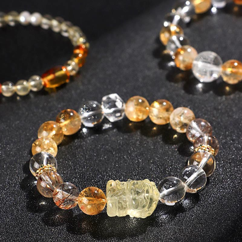 Nimara Ritual Natural Citrine Pearl Topaz White Crystal Protection Bracelet