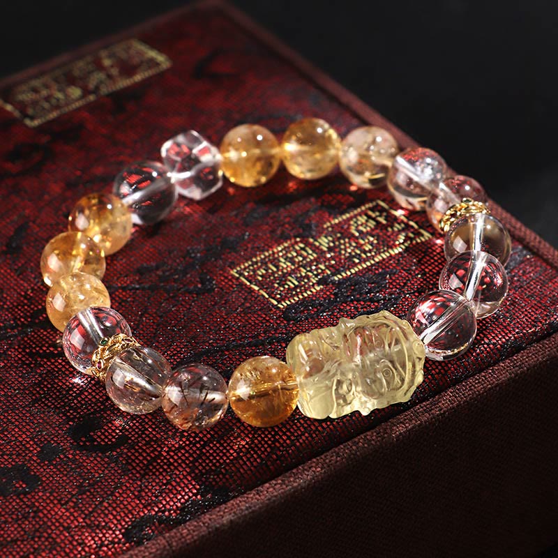Nimara Ritual Natural Citrine Pearl Topaz White Crystal Protection Bracelet