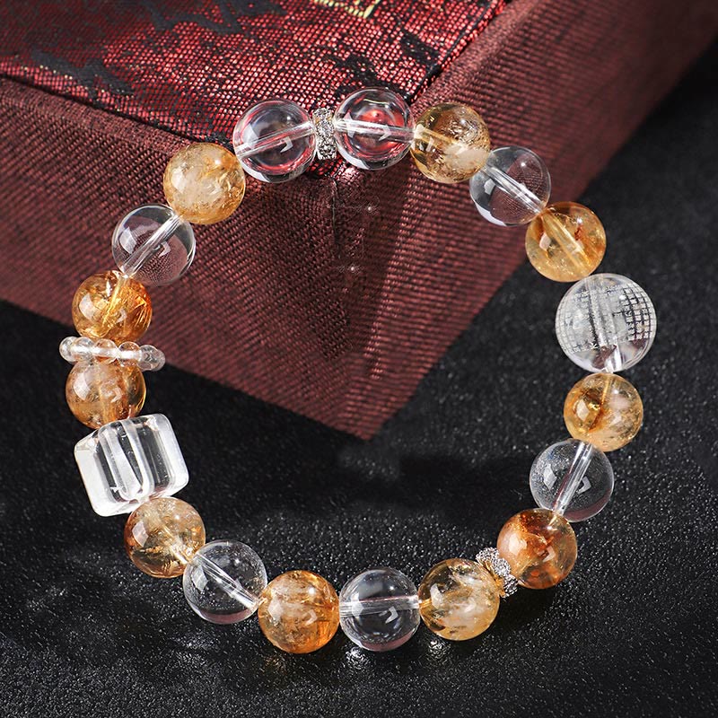 Nimara Ritual Natural Citrine Pearl Topaz White Crystal Protection Bracelet