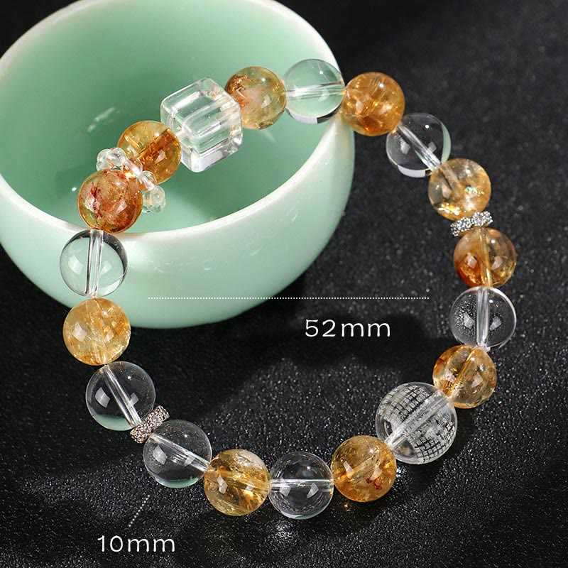 Nimara Ritual Natural Citrine Pearl Topaz White Crystal Protection Bracelet