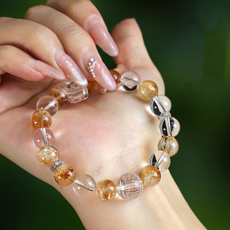 Nimara Ritual Natural Citrine Pearl Topaz White Crystal Protection Bracelet