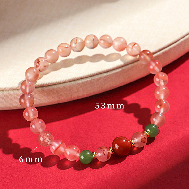 Nimara Ritual South Red Agate Butterfly Orchid Hetian Jade Luck Bracelet