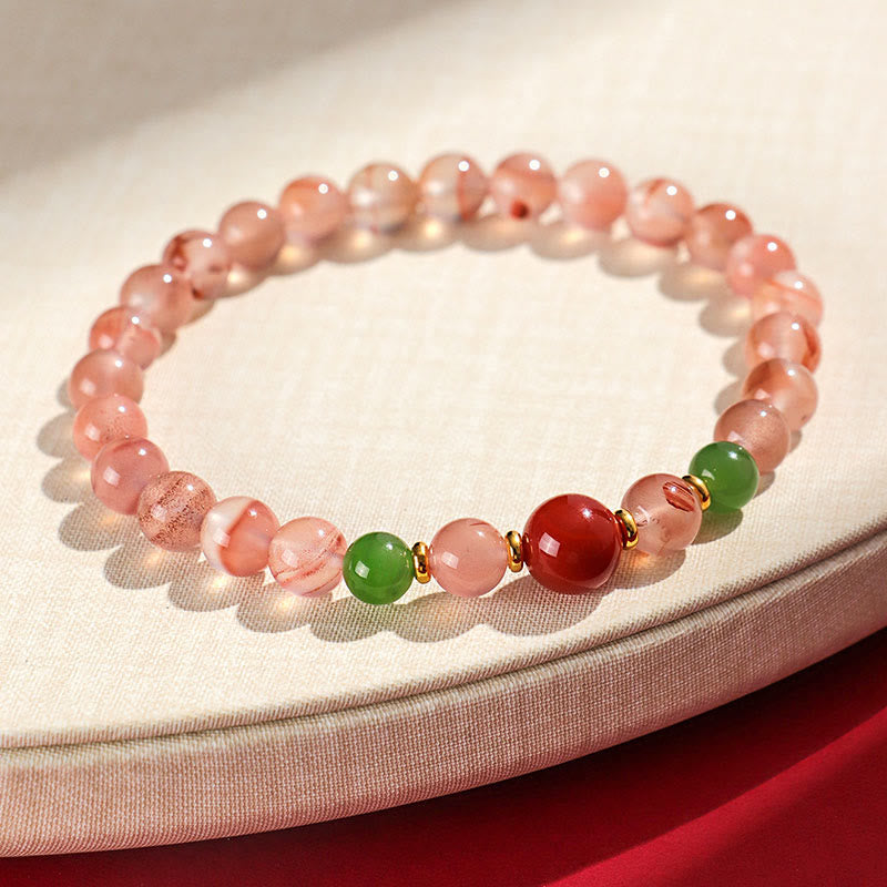 Nimara Ritual South Red Agate Butterfly Orchid Hetian Jade Luck Bracelet