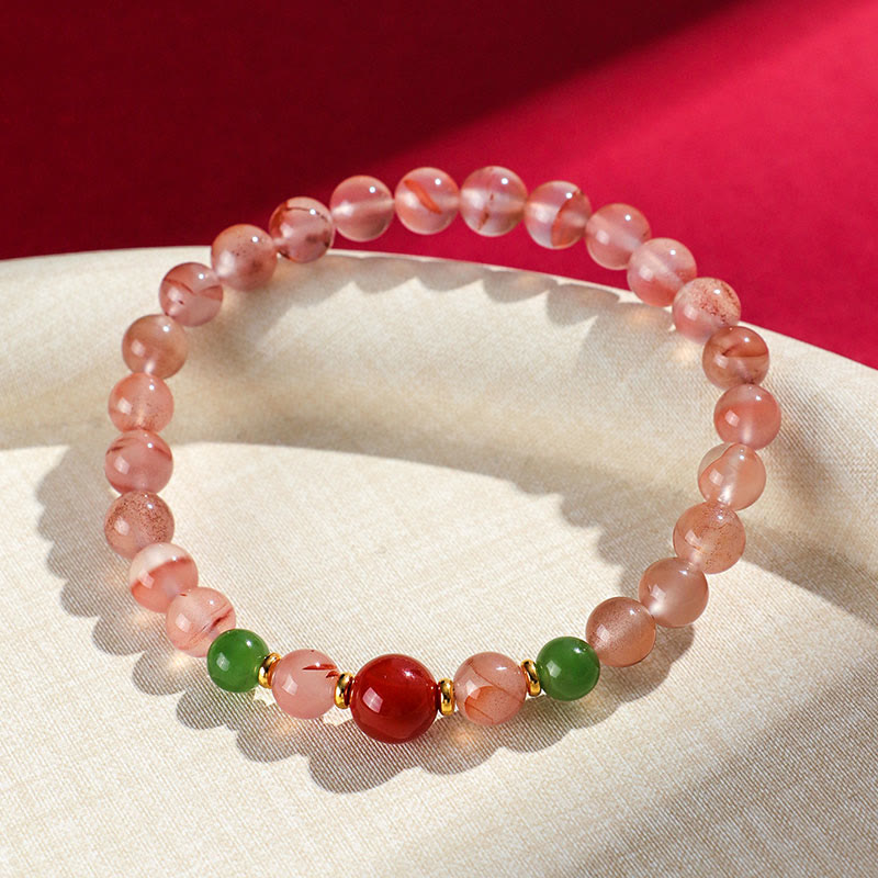 Nimara Ritual South Red Agate Butterfly Orchid Hetian Jade Luck Bracelet