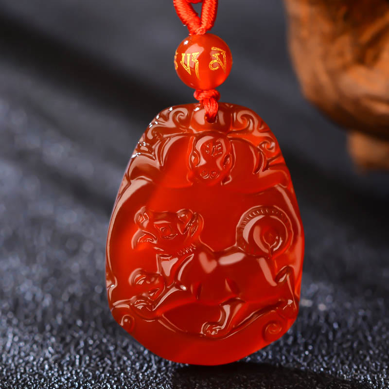 Nimara Ritual Chinese Zodiac Red Agate Calm Necklace Pendant