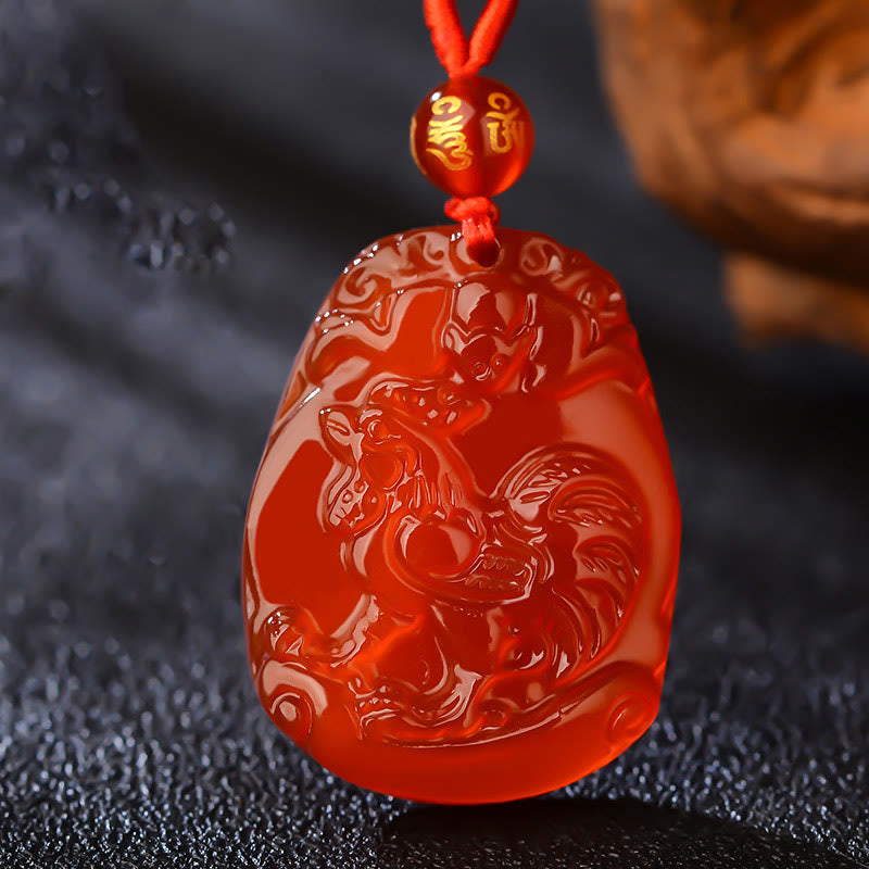 Nimara Ritual Chinese Zodiac Red Agate Calm Necklace Pendant