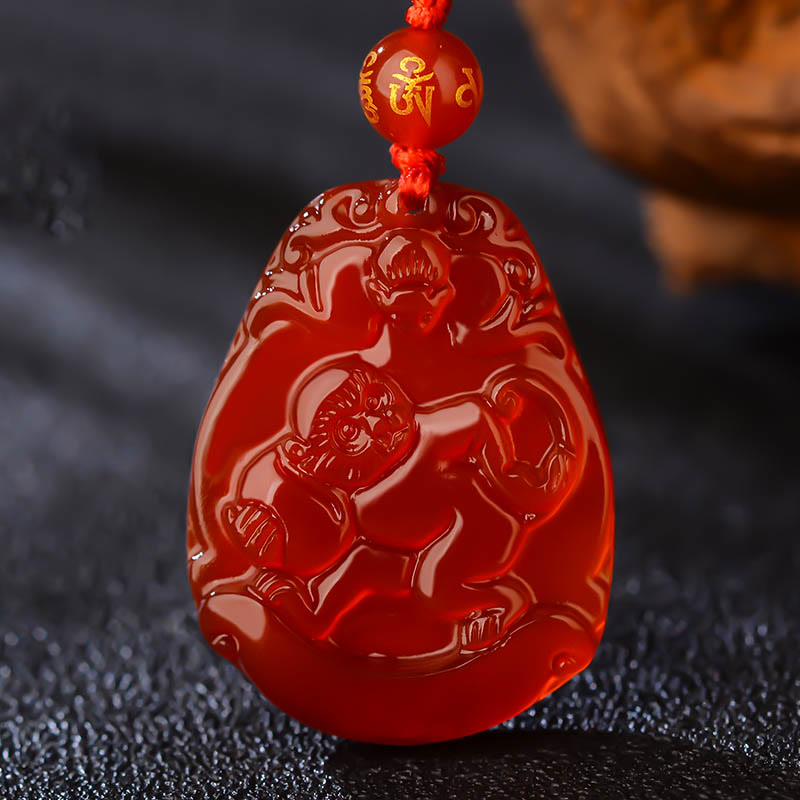Nimara Ritual Chinese Zodiac Red Agate Calm Necklace Pendant