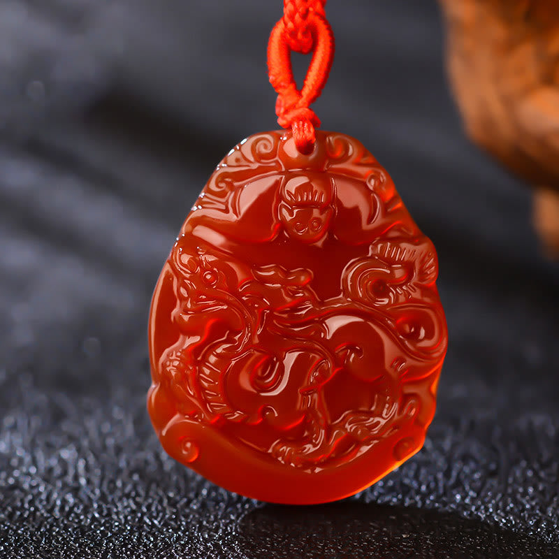 Nimara Ritual Chinese Zodiac Red Agate Calm Necklace Pendant