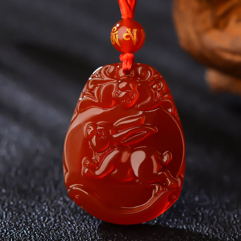 Nimara Ritual Chinese Zodiac Red Agate Calm Necklace Pendant