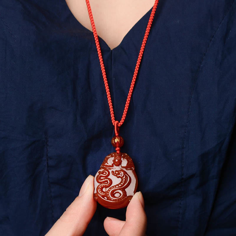 Nimara Ritual Chinese Zodiac Red Agate Calm Necklace Pendant