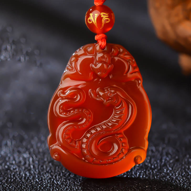 Nimara Ritual Chinese Zodiac Red Agate Calm Necklace Pendant
