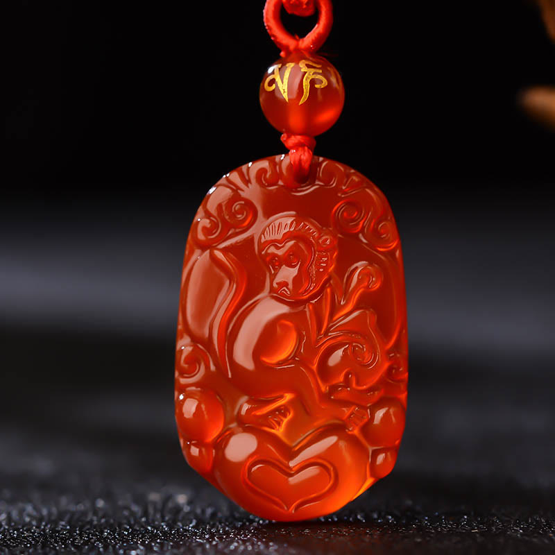 Nimara Ritual Chinese Zodiac Red Agate Luck Necklace Pendant