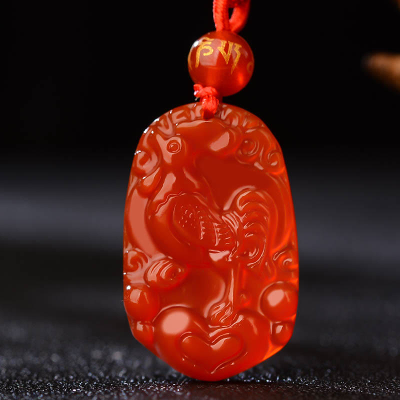 Nimara Ritual Chinese Zodiac Red Agate Luck Necklace Pendant