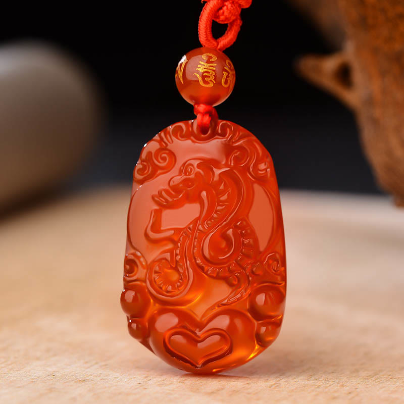 Nimara Ritual Chinese Zodiac Red Agate Luck Necklace Pendant