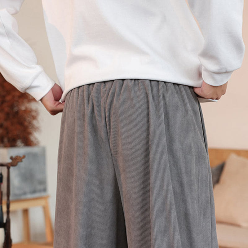 Nimara Ritual Fall Winter Men's Drawstring Corduroy Solid Pants With Pockets