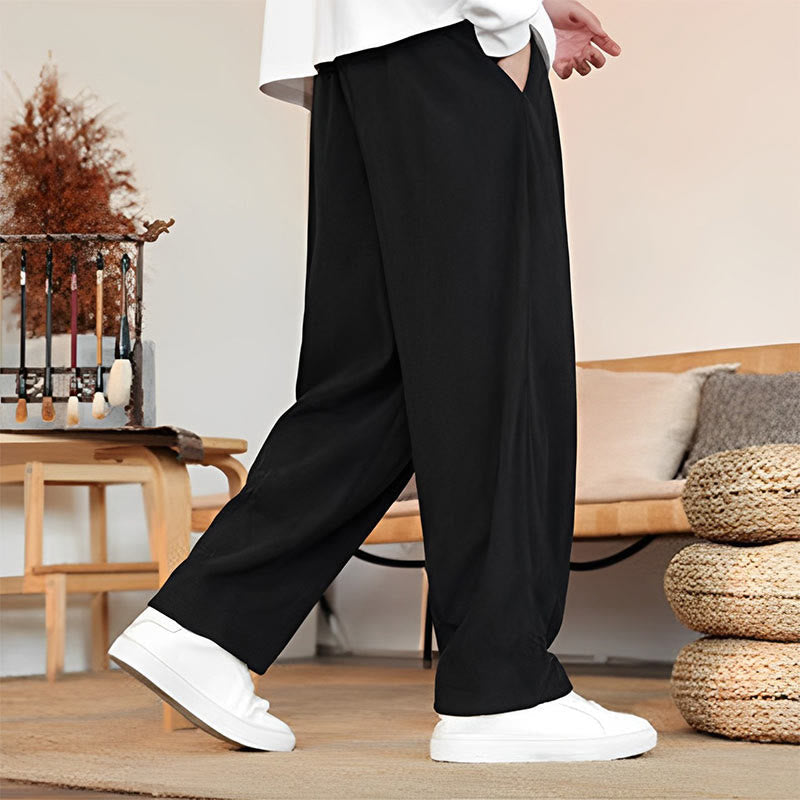 Nimara Ritual Fall Winter Men's Drawstring Corduroy Solid Pants With Pockets
