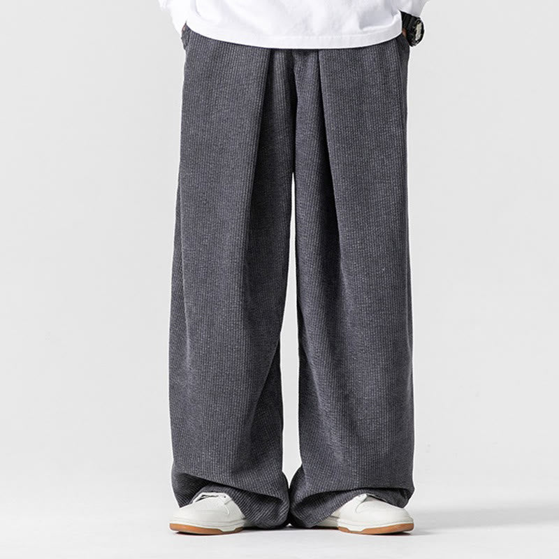 Nimara Ritual Solid Color Cotton Corduroy Men's Wide Leg Pants With Pockets