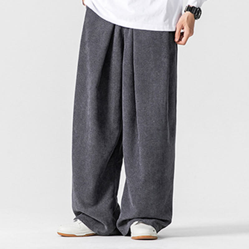 Nimara Ritual Solid Color Cotton Corduroy Men's Wide Leg Pants With Pockets