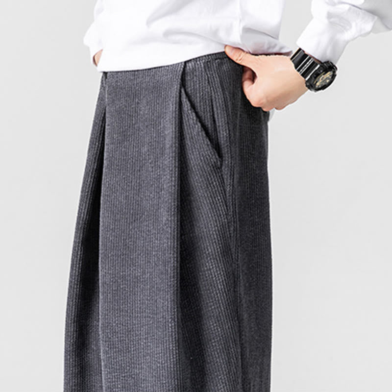 Nimara Ritual Solid Color Cotton Corduroy Men's Wide Leg Pants With Pockets