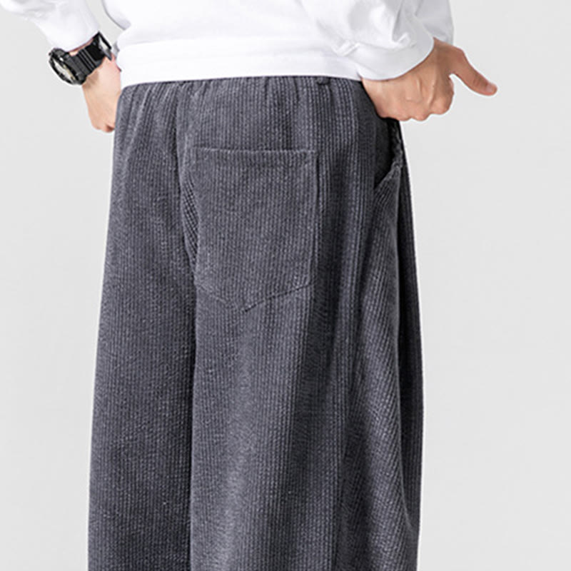 Nimara Ritual Solid Color Cotton Corduroy Men's Wide Leg Pants With Pockets
