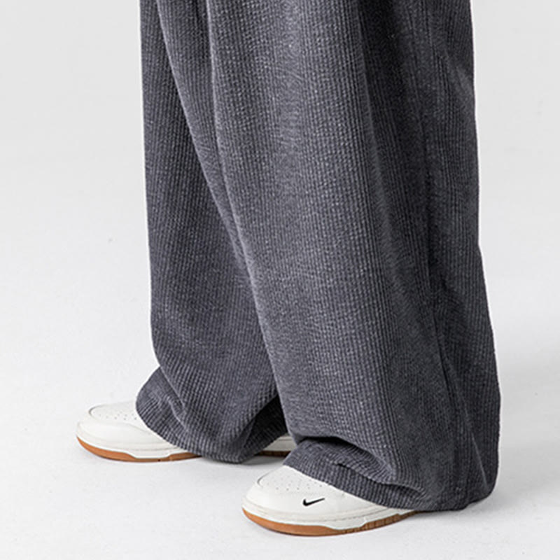 Nimara Ritual Solid Color Cotton Corduroy Men's Wide Leg Pants With Pockets