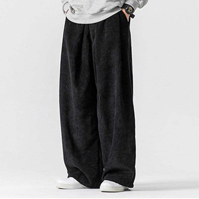 Nimara Ritual Solid Color Cotton Corduroy Men's Wide Leg Pants With Pockets