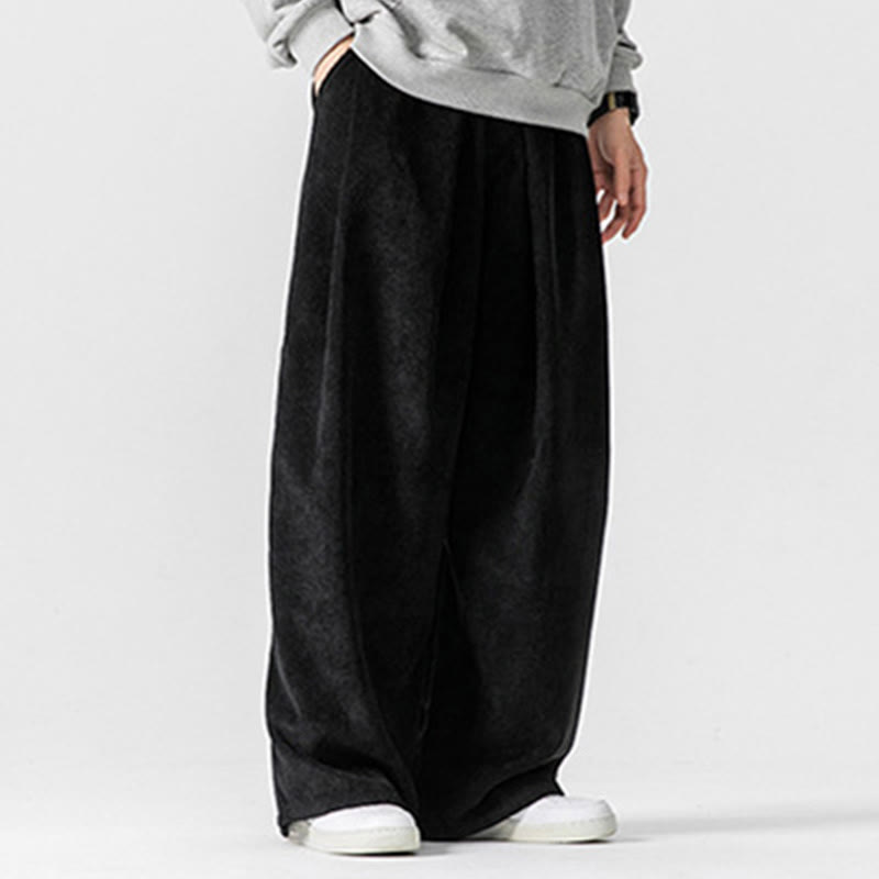 Nimara Ritual Solid Color Cotton Corduroy Men's Wide Leg Pants With Pockets