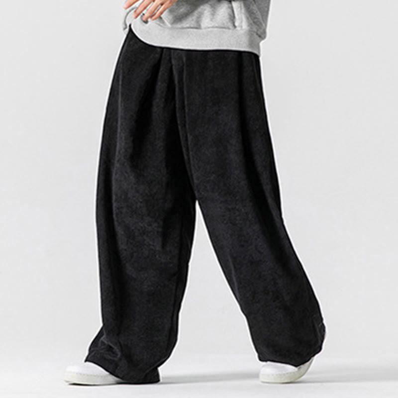 Nimara Ritual Solid Color Cotton Corduroy Men's Wide Leg Pants With Pockets