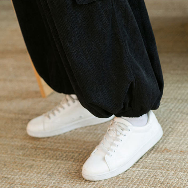 Nimara Ritual Fall Winter Men's Drawstring Chenille Corduroy Cargo Pants With Pockets