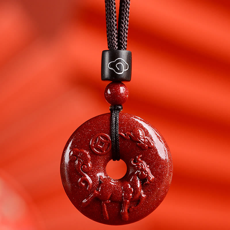 Nimara Ritual Chinese Zodiac Cinnabar Peace Buckle Calm Necklace Pendant