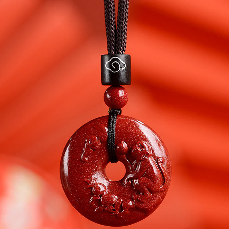 Nimara Ritual Chinese Zodiac Cinnabar Peace Buckle Calm Necklace Pendant