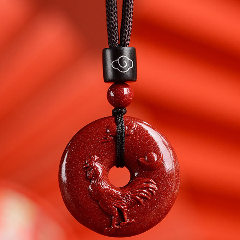 Nimara Ritual Chinese Zodiac Cinnabar Peace Buckle Calm Necklace Pendant