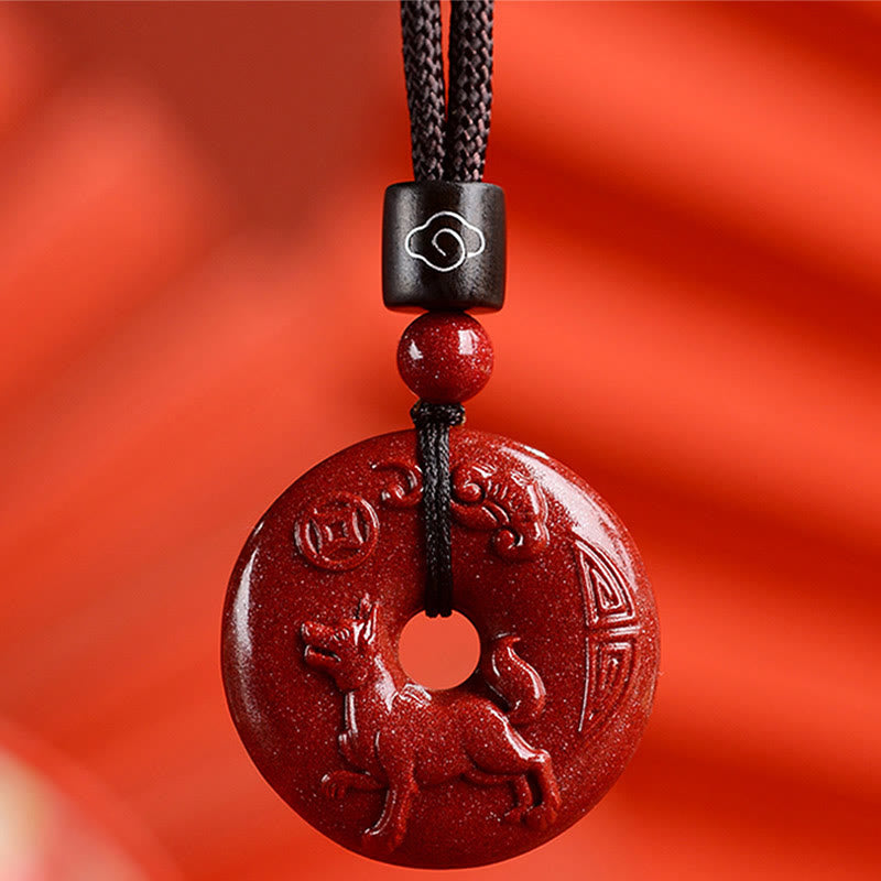 Nimara Ritual Chinese Zodiac Cinnabar Peace Buckle Calm Necklace Pendant