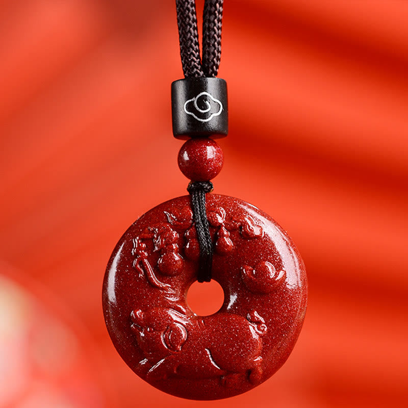 Nimara Ritual Chinese Zodiac Cinnabar Peace Buckle Calm Necklace Pendant